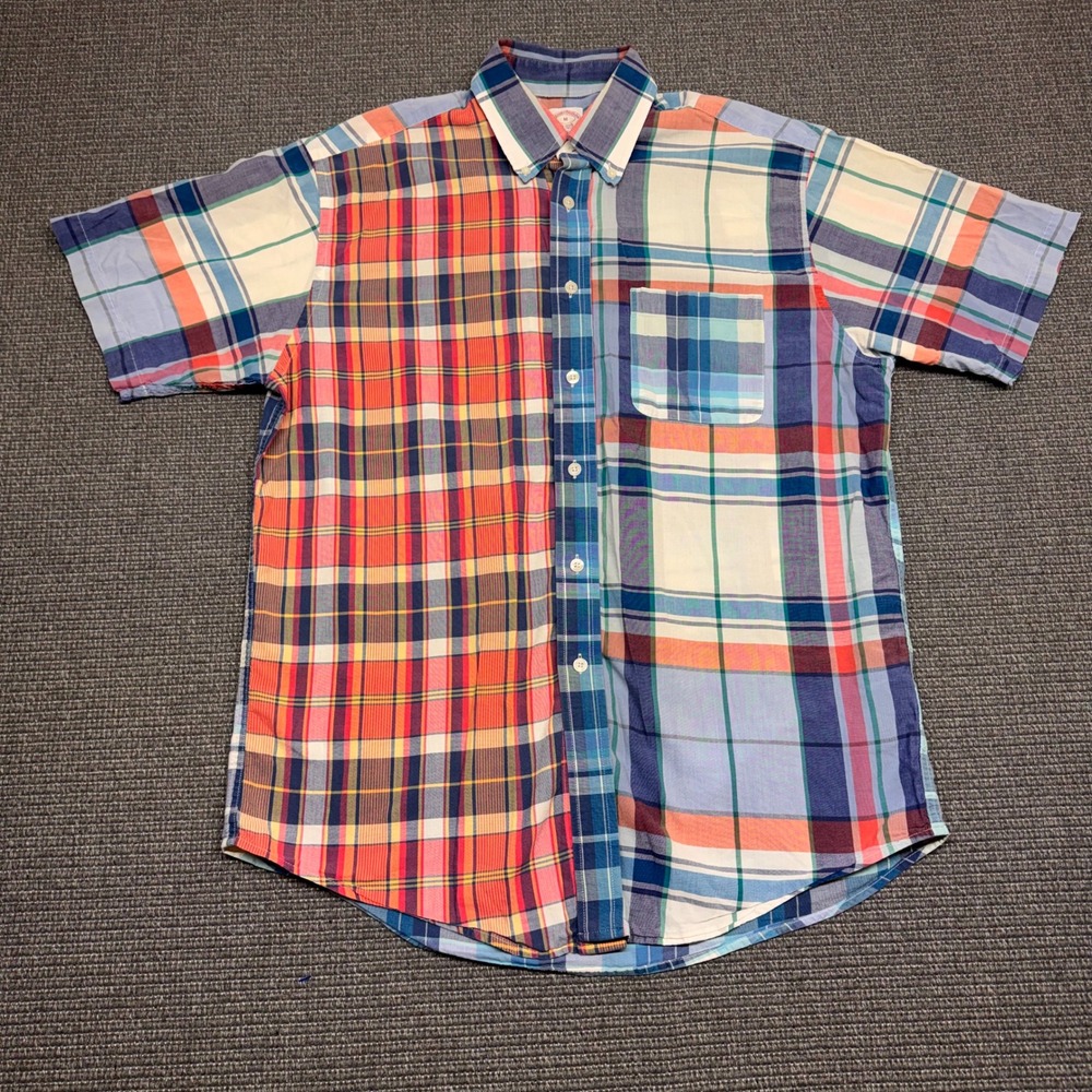 Brooks Brothers Madison Shirt Men's Medium Patchwork Plaid Short Sleeve Cotton